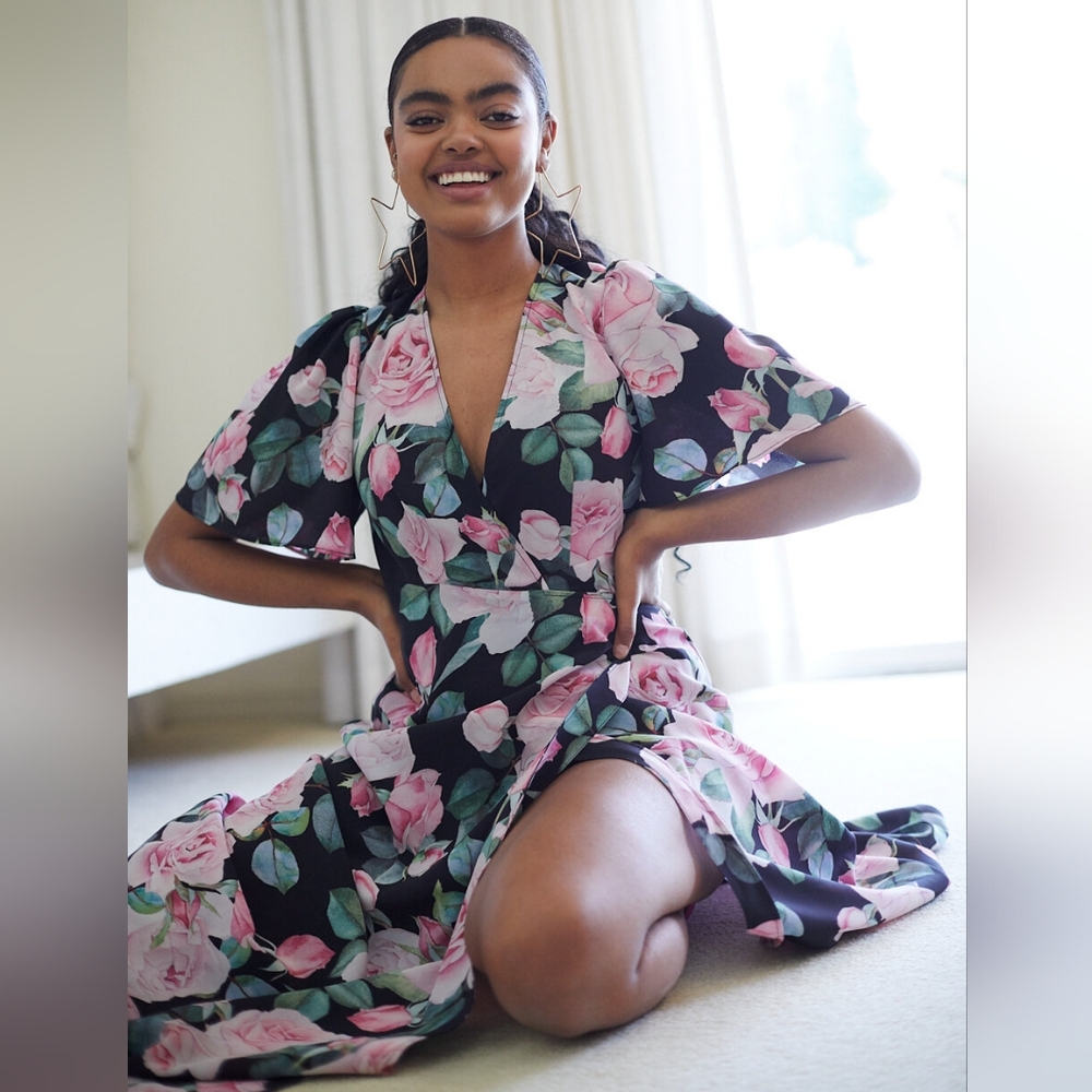 Selkie Upper East Dress in Rose Print